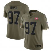 Wholesale Cheap Men's San Francisco 49ers #97 Nick Bosa 2022 Olive Salute To Service Limited Stitched Jersey
