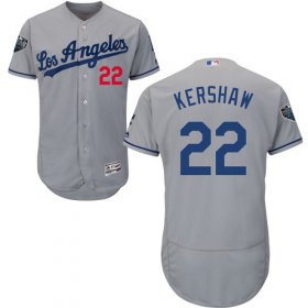 Wholesale Cheap Dodgers #22 Clayton Kershaw Grey Flexbase Authentic Collection 2018 World Series Stitched MLB Jersey