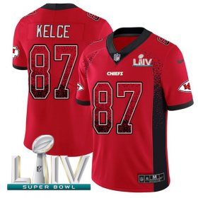 Wholesale Cheap Nike Chiefs #87 Travis Kelce Red Super Bowl LIV 2020 Team Color Men\'s Stitched NFL Limited Rush Drift Fashion Jersey