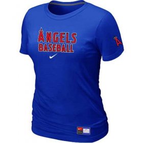 Wholesale Cheap Women\'s Los Angeles Angels Nike Short Sleeve Practice MLB T-Shirt Blue