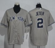 Wholesale Cheap Yankees #2 Derek Jeter Grey Name Back Stitched Youth MLB Jersey