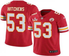 Wholesale Cheap Men\'s Kansas City Chiefs #53 Anthony Hitchens Red 2021 Super Bowl LV Limited Stitched NFL Jersey