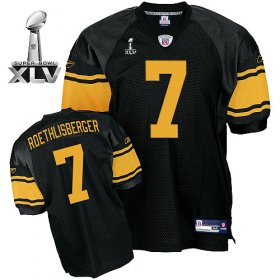 Wholesale Cheap Steelers #7 Ben Roethlisberger Black With Yellow Number Super Bowl XLV Stitched NFL Jersey