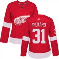 Wholesale Cheap Adidas Red Wings #31 Calvin Pickard Red Home Authentic Women's Stitched NHL Jersey