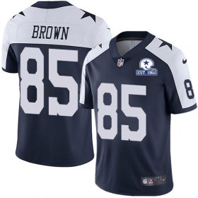Wholesale Cheap Nike Cowboys #85 Noah Brown Navy Blue Thanksgiving Men\'s Stitched With Established In 1960 Patch NFL Vapor Untouchable Limited Throwback Jersey