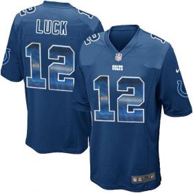 Wholesale Cheap Nike Colts #12 Andrew Luck Royal Blue Team Color Men\'s Stitched NFL Limited Strobe Jersey