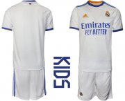 Wholesale Cheap Youth 2021-2022 Club Real Madrid home white blank Soccer Jerseys