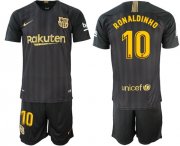Wholesale Cheap Barcelona #10 Ronaldinho Black Soccer Club Jersey