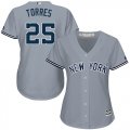Wholesale Cheap Yankees #25 Gleyber Torres Grey Road Women's Stitched MLB Jersey