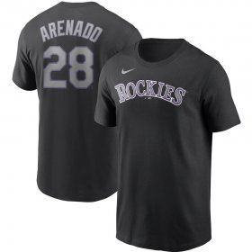 Wholesale Cheap Colorado Rockies #28 Nolan Arenado Nike Name & Number T-Shirt Black