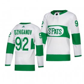 Wholesale Cheap Maple Leafs #92 Igor Ozhiganov adidas White 2019 St. Patrick\'s Day Authentic Player Stitched NHL Jersey
