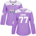 Wholesale Cheap Adidas Capitals #77 T.J. Oshie Purple Authentic Fights Cancer Women's Stitched NHL Jersey