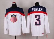 Wholesale Cheap 2014 Olympic Team USA #3 Cam Fowler White Stitched NHL Jersey