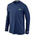 Wholesale Cheap Nike New York Jets Sideline Legend Authentic Logo Long Sleeve T-Shirt Dark Blue