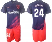 Wholesale Cheap Men 2021-2022 Club Atletico Madrid away purple 24 Soccer Jersey