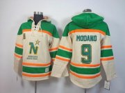 Wholesale Cheap Stars #9 Mike Modano Cream Sawyer Hooded Sweatshirt Stitched NHL Jersey