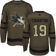 Wholesale Cheap Adidas Sharks #19 Joe Thornton Green Salute to Service Stitched Youth NHL Jersey