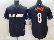 Wholesale Cheap Men's Baltimore Orioles #8 Cal Ripken Jr Black 2023 City Connect Cool Base Stitched Jersey