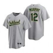 Wholesale Cheap Men's Oakland Athletics #12 Sean Murphy Grey Cool Base Stitched Jersey
