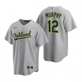 Wholesale Cheap Men\'s Oakland Athletics #12 Sean Murphy Grey Cool Base Stitched Jersey