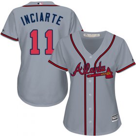 Wholesale Cheap Braves #11 Ender Inciarte Grey Road Women\'s Stitched MLB Jersey