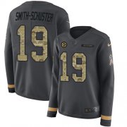 Wholesale Cheap Nike Steelers #19 JuJu Smith-Schuster Anthracite Salute to Service Women's Stitched NFL Limited Therma Long Sleeve Jersey