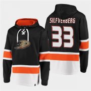 Wholesale Cheap Men's Anaheim Ducks #33 Jakob Silfverberg Black Ageless Must-Have Lace-Up Pullover Hoodie
