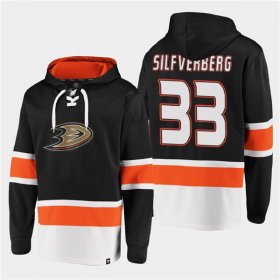 Wholesale Cheap Men\'s Anaheim Ducks #33 Jakob Silfverberg Black Ageless Must-Have Lace-Up Pullover Hoodie