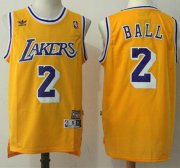 Wholesale Cheap Los Angeles Lakers #2 Lonzo Ball Yellow Throwback Stitched NBA Jersey