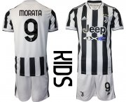 Wholesale Cheap Youth 2021-2022 Club Juventus home white 9 Adidas Soccer Jersey