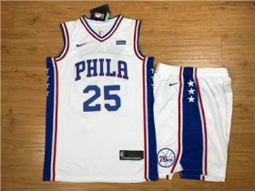 Wholesale Cheap Nike Philadelphia 76ers #25 Ben Simmons White Swingman Jersey(With Shorts)