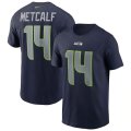 Wholesale Cheap Seattle Seahawks #14 DK Metcalf Nike Team Player Name & Number T-Shirt College Navy