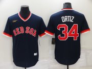 Wholesale Cheap Men's Boston Red Sox #34 David Ortiz Navy Blue Cooperstown Collection Stitched Throwback Jersey
