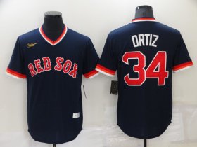 Wholesale Cheap Men\'s Boston Red Sox #34 David Ortiz Navy Blue Cooperstown Collection Stitched Throwback Jersey