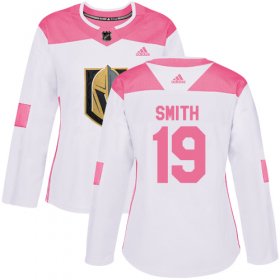 Wholesale Cheap Adidas Golden Knights #19 Reilly Smith White/Pink Authentic Fashion Women\'s Stitched NHL Jersey