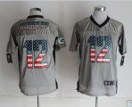 Wholesale Cheap Nike Packers #12 Aaron Rodgers Grey Men's Stitched NFL Elite USA Flag Fashion Jersey