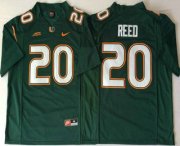 Wholesale Cheap Men's Miami Hurricanes #20 Ed Reed Green Stitched NCAA Nike College Football Jersey