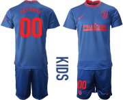 Wholesale Cheap Youth 2020-2021 club Atletico Madrid away customized blue Soccer Jerseys