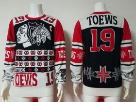 Wholesale Cheap Chicago Blackhawks #19 Jonathan Toews Black/Red Men\'s NHL Ugly Sweater