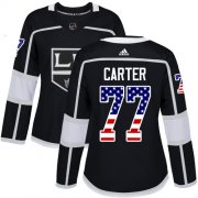 Wholesale Cheap Adidas Kings #77 Jeff Carter Black Home Authentic USA Flag Women's Stitched NHL Jersey