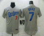 Wholesale Cheap Men's Los Angeles Dodgers #7 Julio Urias Grey With Dodgers Stitched MLB Flex Base Jersey
