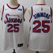 Wholesale Cheap 76ers #25 Ben Simmons White Basketball Swingman Hardwood Classics Jersey