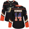 Wholesale Cheap Adidas Ducks #14 Adam Henrique Black Home Authentic USA Flag Women's Stitched NHL Jersey
