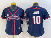 Wholesale Cheap Women's New England Patriots #10 Mac Jones Navy With Patch Cool Base Stitched Baseball Jersey