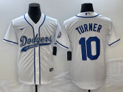 Wholesale Cheap Men's Los Angeles Dodgers #10 Justin Turner White With Patch Cool Base Stitched Baseball Jersey1