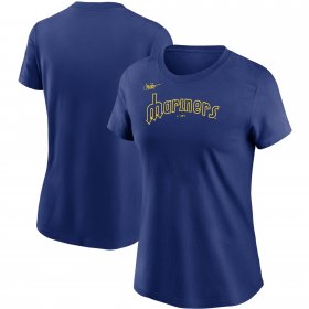 Wholesale Cheap Seattle Mariners Nike Women\'s Cooperstown Collection Wordmark T-Shirt Royal