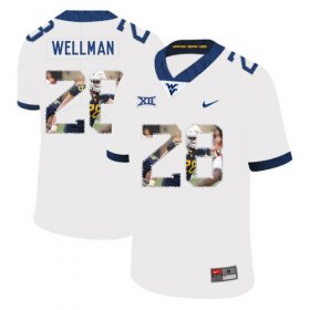 Wholesale Cheap West Virginia Mountaineers 28 Elijah Wellman White Fashion College Football Jersey