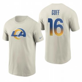 Wholesale Cheap Los Angeles Rams #16 Jared Goff Men\'s Cream 2020 Primary Logo NFL T-Shirt