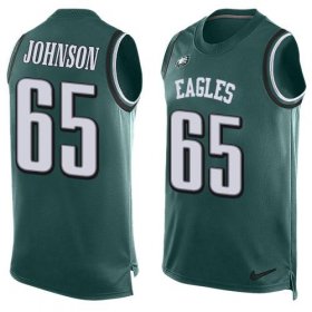 Wholesale Cheap Nike Eagles #65 Lane Johnson Midnight Green Team Color Men\'s Stitched NFL Limited Tank Top Jersey