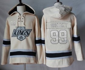 Wholesale Cheap Kings #99 Wayne Gretzky Cream Sawyer Hooded Sweatshirt Stitched NHL Jersey